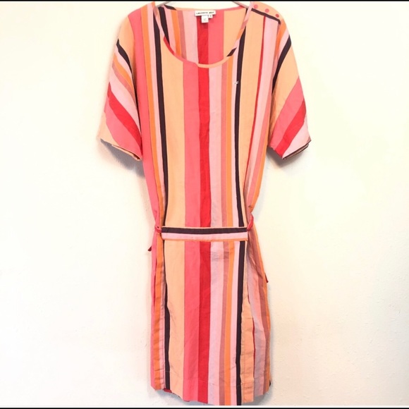 Lacoste Striped Mini Dress - Pink, Red, Orange - Picture 1 of 4